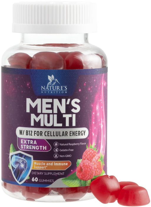 Multivitamin for Men - Daily Mens Multivitamins & Multiminerals with Vitamin D, Vitamin C, B12 Zinc & More - Energy, Memory, Focus & Immune Health Support - Essential for Men Over 40 - 60 Gummies