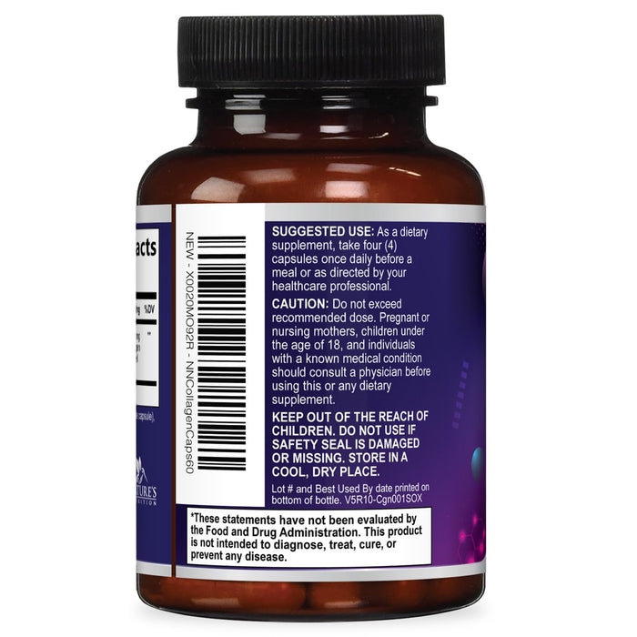 Multi Collagen Peptides Supplement - Hydrolyzed Types I, II, III, V & X Multi Collagen Pills, Hydrolyzed Collagen Peptides Supplements, Hair, Skin, Nail, and Joint Support Supplement, 60 Capsules