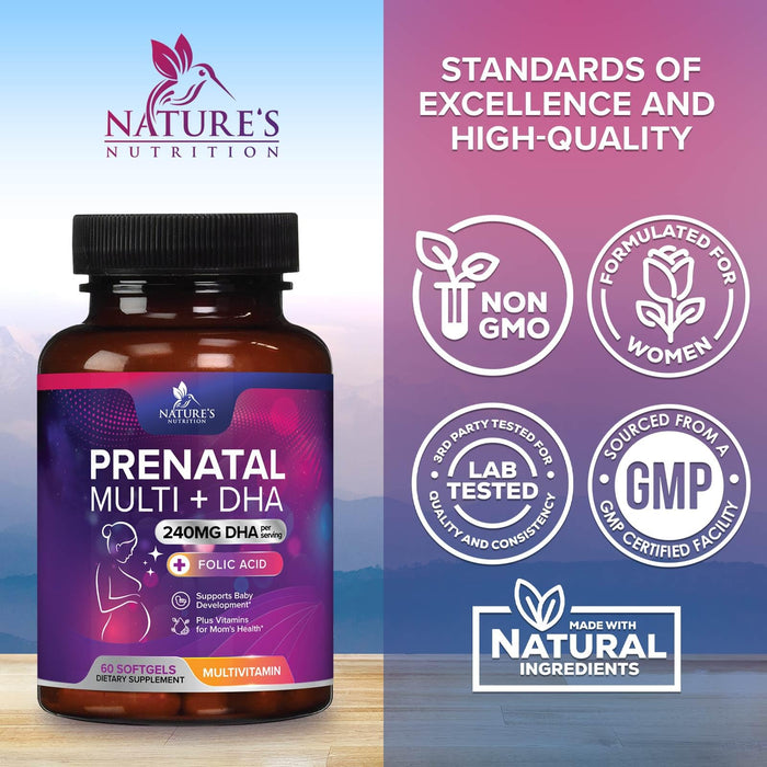 Prenatal Multivitamin + Folic Acid & DHA - 60 Softgels