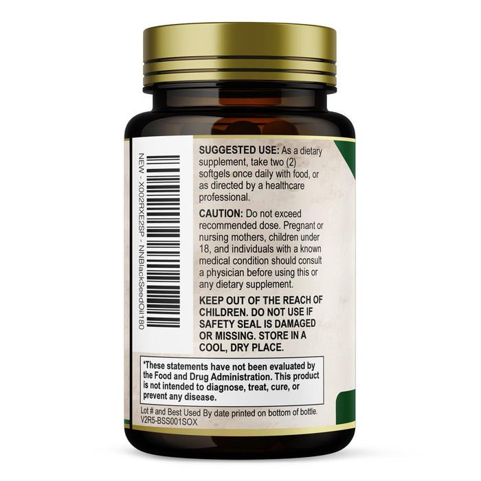 Black Seed Oil Softgels 1000mg - Premium Nigella Sativa Blackseed, Pure Natural Black Cumin Seed Oil & Antioxidant for Skin & Immune Support - Non GMO, Bottled in USA Supplement - 180 Softgels