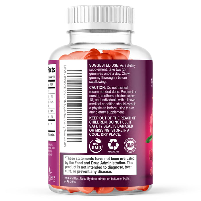 Apple Cider Vinegar Gummies Sugar Free 1000mg for Cleanse, ACV Gummy Vitamin B12 for Digestion Energy & Immune Health Support, Supports Metabolism, Keto Friendly, Apple Raspberry Flavor - 60 Gummies