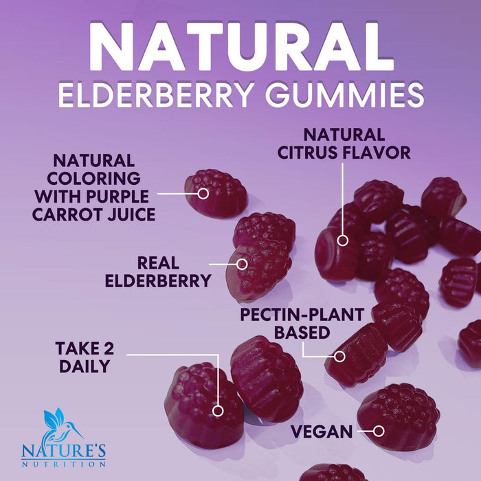 Sambucus Elderberry Immune Support Gummies for Kids & Adults, Elderberry Extract Gummy with Vitamins with Vitamin C, D3, Zinc, Immune Health Support Gummy Supplement, Black Elder Berry - 60 Gummies