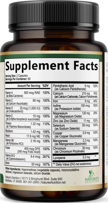 Multivitamin for Women with Vitamins A, C, D, E, B6, B12, Zinc, Calcium & Magnesium, Womens Daily Multi Vitamin Multimineral Supplement for Bone Health, Energy & Immune Support, Non-GMO - 120 Capsules
