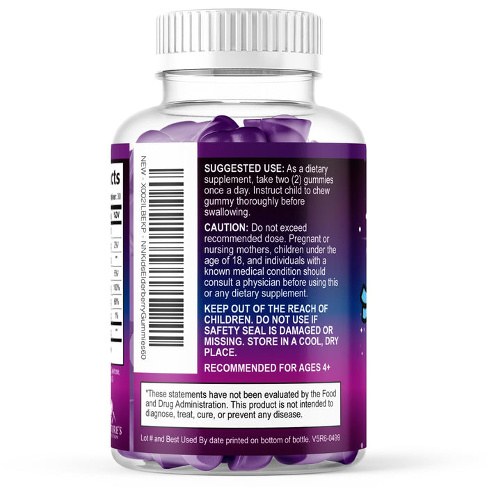 Children's Daily Immune Support Gummies with Real Elderberry + Vitamin C & Zinc to Support Kids Healthy Immune System, Natures Sambucus Elderberry Gummy, Chewable Supplement, Gluten-Free, 60 Gummies
