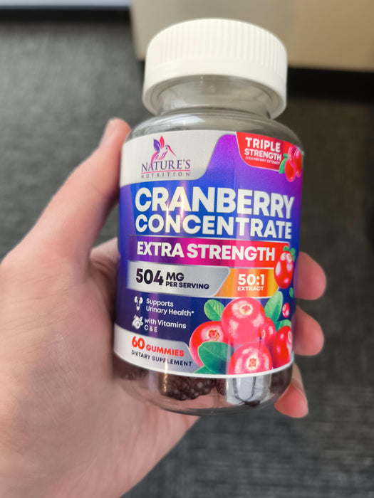 Cranberry Gummies 50:1 Cranberry Extract - Urinary Tract Support Made with 25,000mg, Helps Cleanse & Protect, Cran Berry Gummy Supplement + Vitamin C, Chewable Cran Pills for Women - 60 Gummies