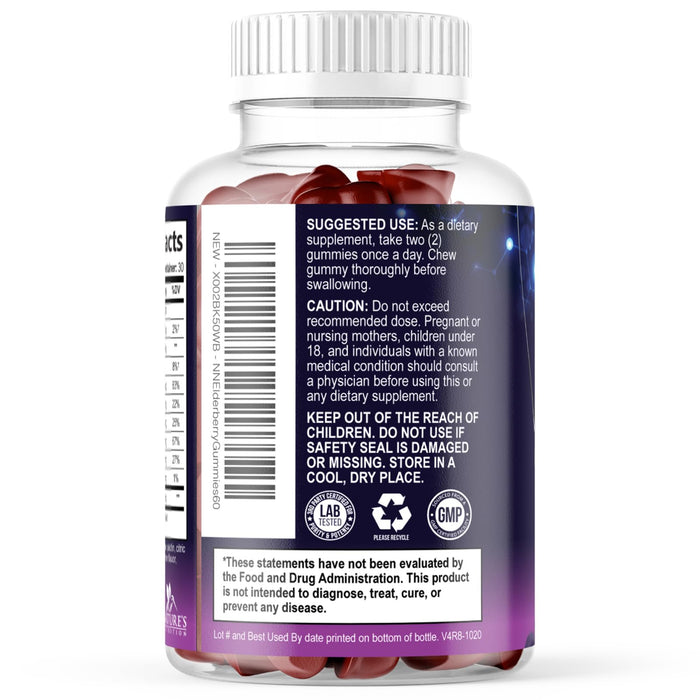 Sambucus Elderberry Immune Support Gummies for Kids & Adults, Elderberry Extract Gummy with Vitamins with Vitamin C, D3, Zinc, Immune Health Support Gummy Supplement, Black Elder Berry - 60 Gummies