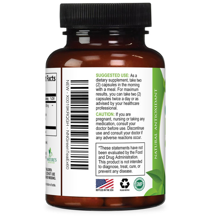 Green Tea Extract Capsules 1000mg 98% Standardized EGCG - 3X Strength for Natural Energy - Heart Support with Polyphenols - Gentle Caffeine - 60 Capsules