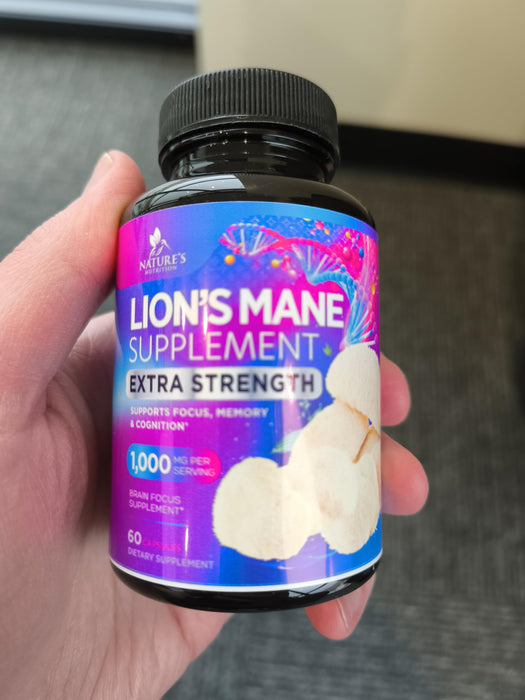 Lions Mane Mushroom Supplement - Brain Health Support for Focus, Memory, Cognition & Immune Support - Nature's Nootropic Lion's Mane Mushroom Extract Non-GMO, Vegetarian & Gluten Free - 60 Capsules