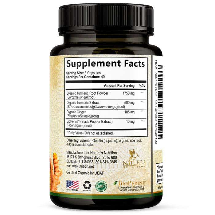 Turmeric Curcumin + Ginger & Black Pepper 1750 mg - 120 Count