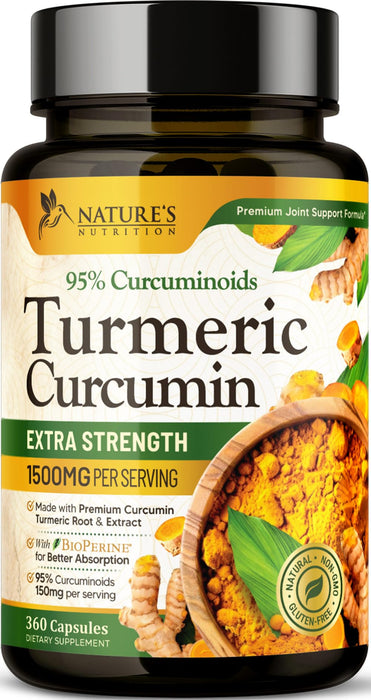 Turmeric Curcumin + Black Pepper 1500 mg - 360 Capsules
