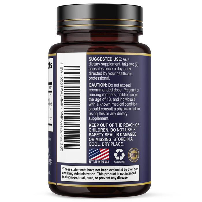 Prostate Health Supplements for Men - Support Complex 3X Formula with Saw Palmetto Blend Stinging Nettle Root & Pumpkin Seed Extract - Supports Bathroom Trips Prostate & Urinary Health - 60 Capsules