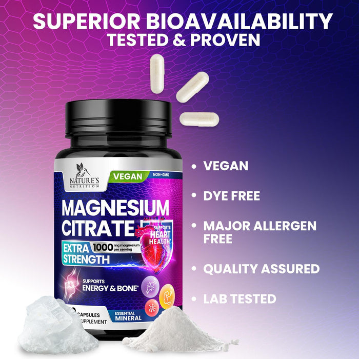 Magnesium Citrate 1000 mg - 180 Capsules