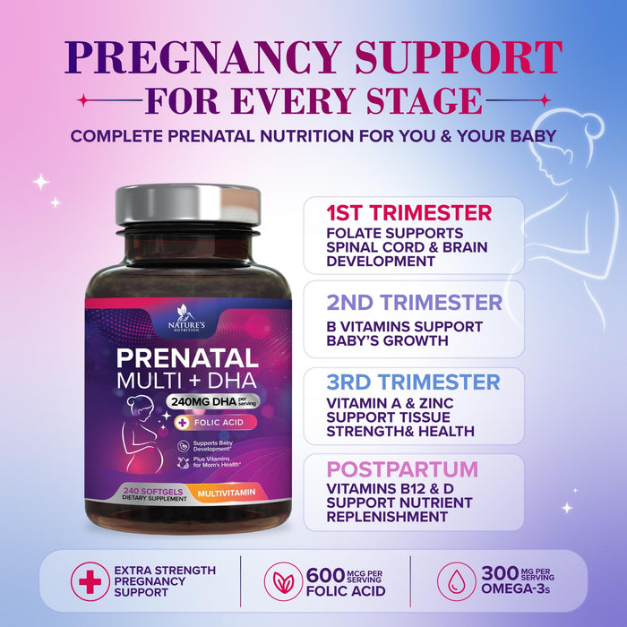 Prenatal Multivitamin + Folic Acid & DHA - 240 Softgels