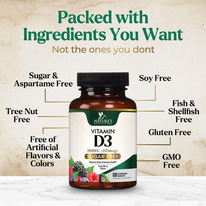 Vitamin D3 5000 IU - 60 Chewable Tablets