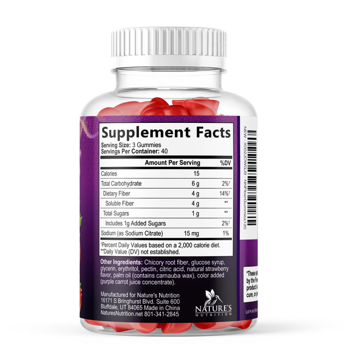 Fiber Gummies for Adults, Daily 4g Gummy Fiber Supplement, Prebiotic Gummy Digestive Health Support - Plant Based Soluble Fiber Chews, Prebiotics Supports Regularity & Digestion Non-GMO - 120 Gummies