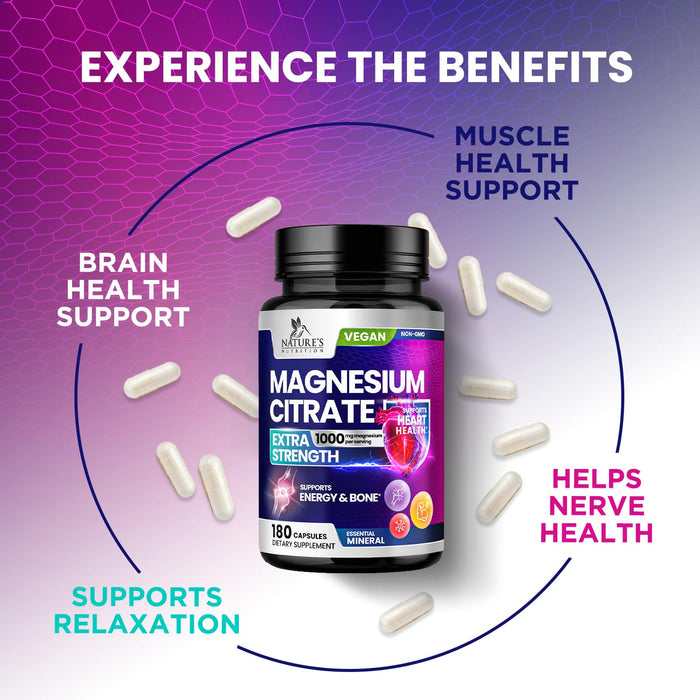 Magnesium Citrate 1000 mg - 180 Capsules