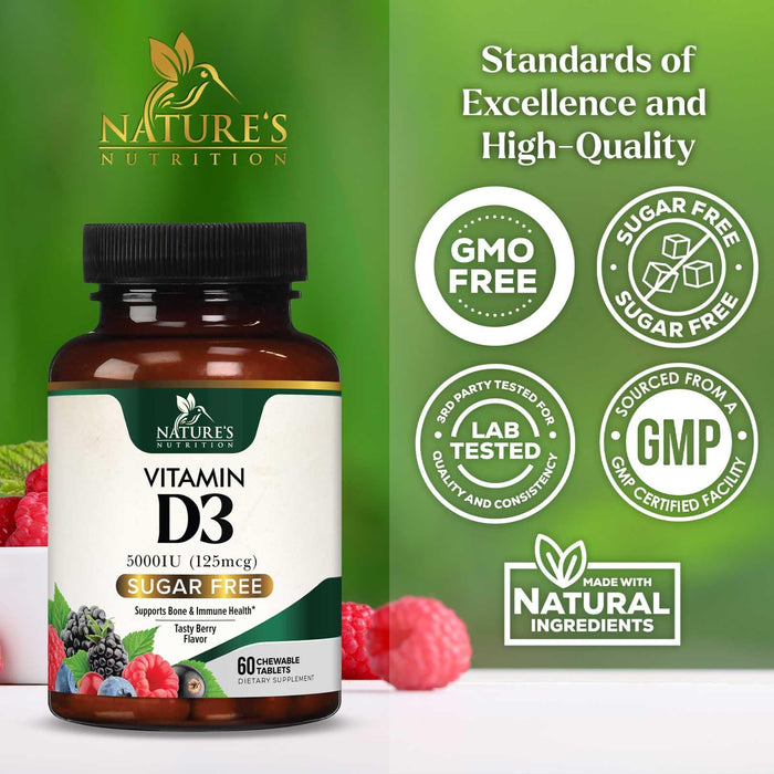 Vitamin D3 5000 IU - 60 Chewable Tablets
