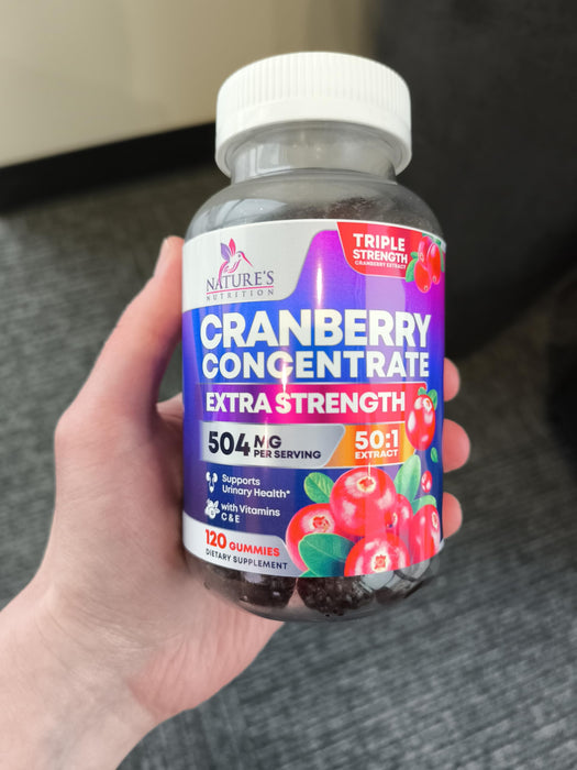 Cranberry Gummies 50:1 Cranberry Extract - Urinary Tract Support Made with 25,000mg, Helps Cleanse & Protect, Cran Berry Gummy Supplement + Vitamin C, Chewable Cran Pills for Women - 120 Gummies