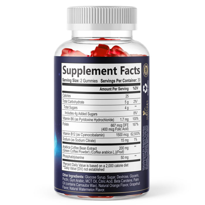 Brain Supplements for Memory and Focus with Phosphatidylserine, Nootropic Memory Supplement Gummy for Brain Health, Concentration, Mental & Cognitive Support, Focus Vitamins with B6 & B12-60 Gummies