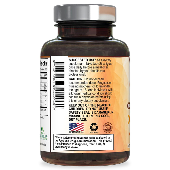 Omega 3 Fish Oil 2400 mg – Triple Strength EPA & DHA Fatty Acids for Heart, Brain & Joint Support – Wild-Caught, Burpless, Lemon Flavor Supplement – Natural, Non-GMO, Gluten-Free – 120 Softgels