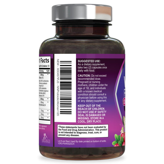 Probiotics for Women 60 Billion CFU - 16 Strains, Prebiotics & Cranberry, PH Balance, Digestive Health, Vaginal & Immune Support, Womens Probiotic for Gut Health, Shelf Stable - 120 Capsules