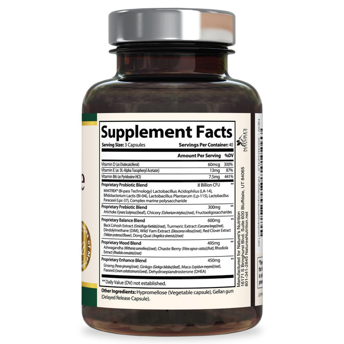 Menopause Supplements for Women - Menopause Relief Support Probiotics with Black Cohosh, Natural Support Supplements for Mild Hot Flashes & Night Sweats & PH Balance Support Supplement - 120 Capsules