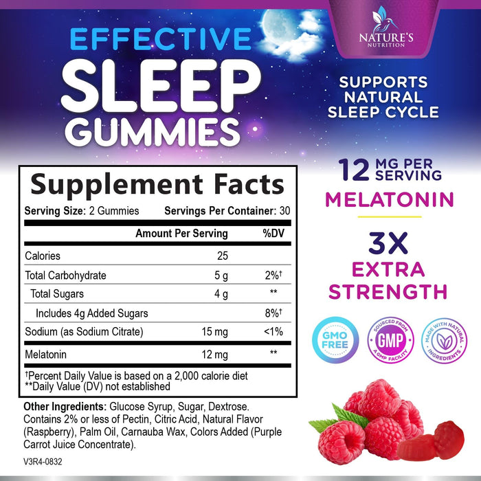 Melatonin Sleep Gummies 12 mg - 60 Gummies