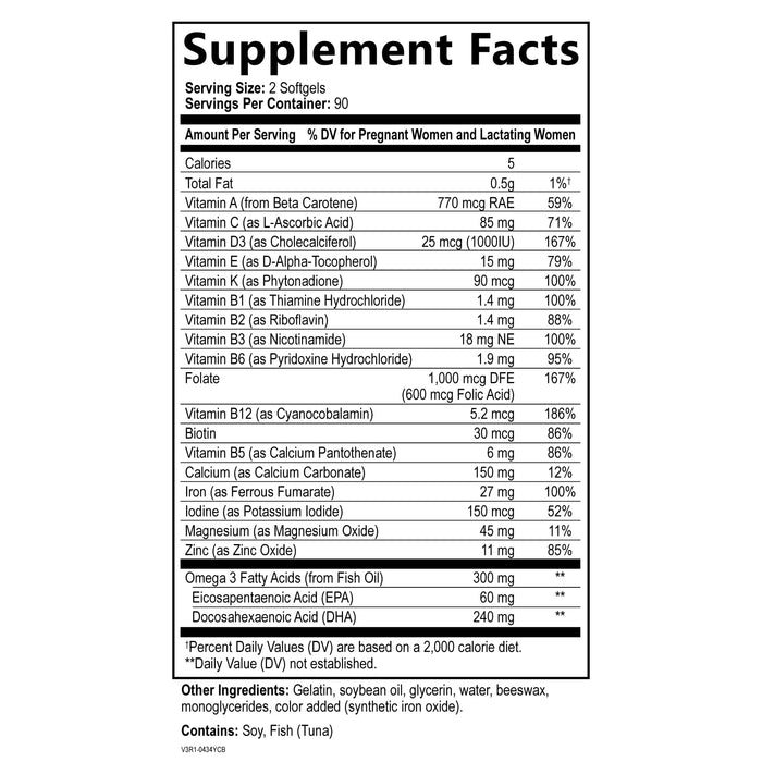 Prenatal Multivitamin + Folic Acid & DHA - 180 Softgels