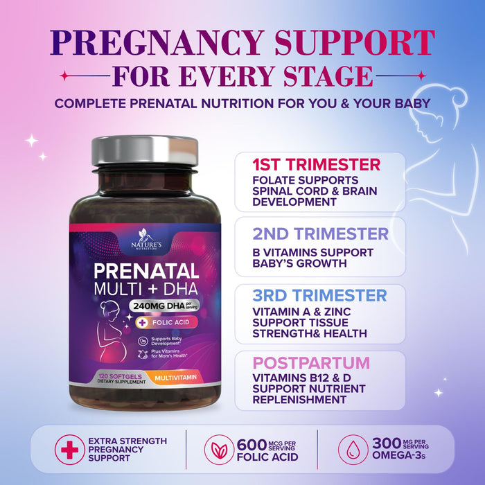 Prenatal Multivitamin + Folic Acid & DHA - 120 Softgels