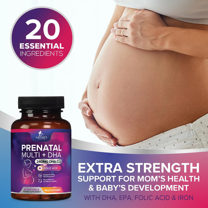 Prenatal Multivitamin + Folic Acid & DHA - 60 Softgels