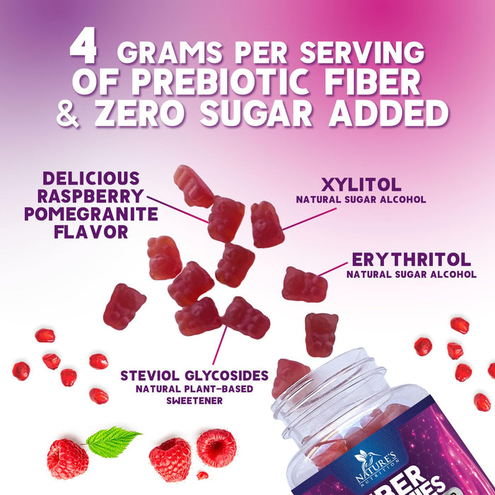Fiber Gummies 4 g - Raspberry, 60 Gummies