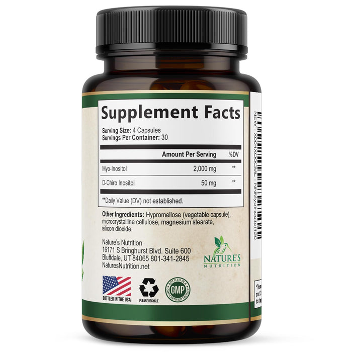 Myo-Inositol & D-Chiro Inositol 1025mg - 40:1 Ideal Ratio for Ovarian Support, Vegan Myo & D Chiro Supplement for Women's Natural Balance and Hormone Support, Vitamin B8, Non-GMO - 120 Capsules