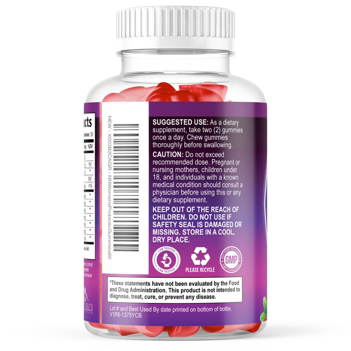 Probiotics for Women Gummies with Cranberry - 6 Premium Strains for PH Balance, Digestive Health, Vaginal & Immune Support, 3 Billion CFU, Women's Probiotic Gummy for Feminine Health - 60 Gummies