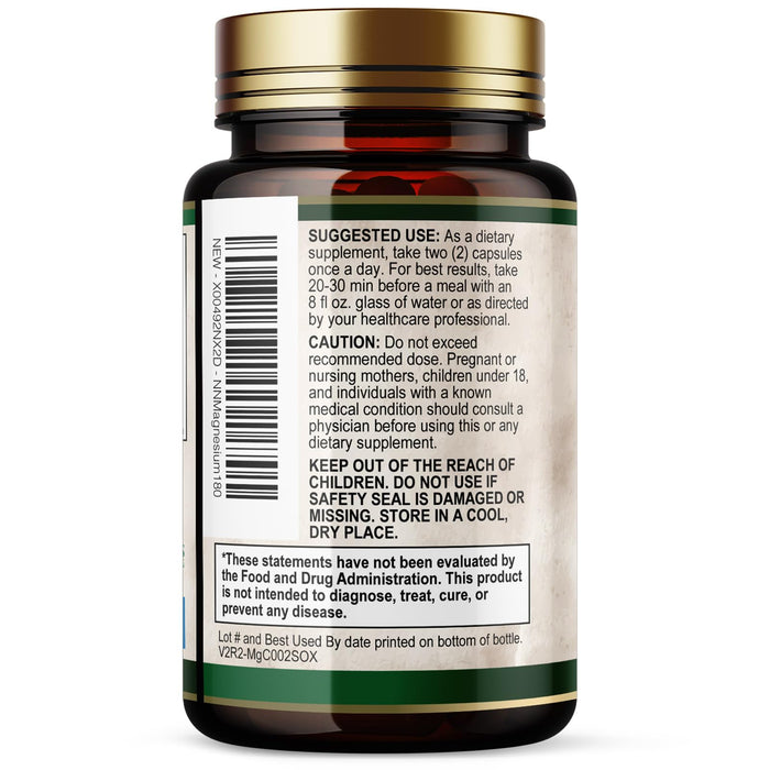 Magnesium Supplement (Citrate Oxide) 1000mg for Best Absorption, Supports Bone, Heart Health, Nerves, Muscles & Metabolism, Nature's Pure Magnesio Vitamin Pills, Bottled in USA, 180 Capsules