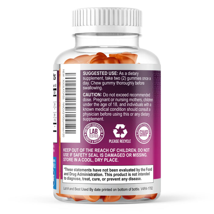 Nature's Nutrition CoQ10 Gummies 100mg – High Absorption Coenzyme Q10 Supplement for Heart Health, Energy & Antioxidant Support – Peach Flavor Gummy, Vegan, Non-GMO, Gluten Free – 120 Count