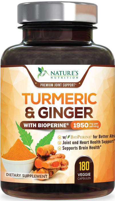 Turmeric Curcumin + Ginger & Black Pepper 1950 mg - 180 Capsules
