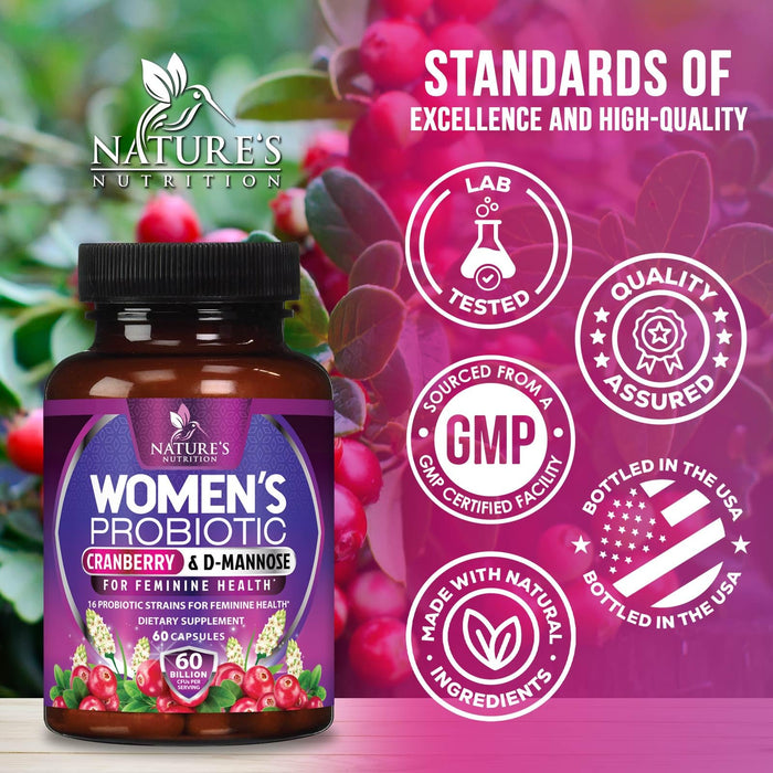Women's Probiotic + Cranberry & Prebiotics 60 Billion CFU - 60 Capsules