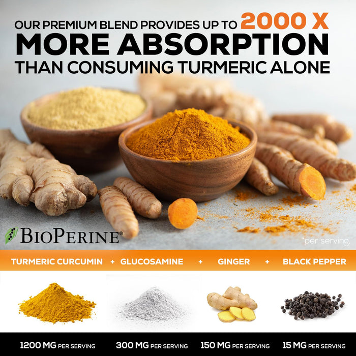 Turmeric Curcumin + Ginger & Black Pepper 2000 mg - 60 Capsules