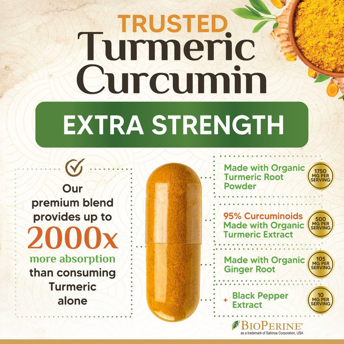 Turmeric Curcumin + Ginger & Black Pepper 1750 mg - 120 Count