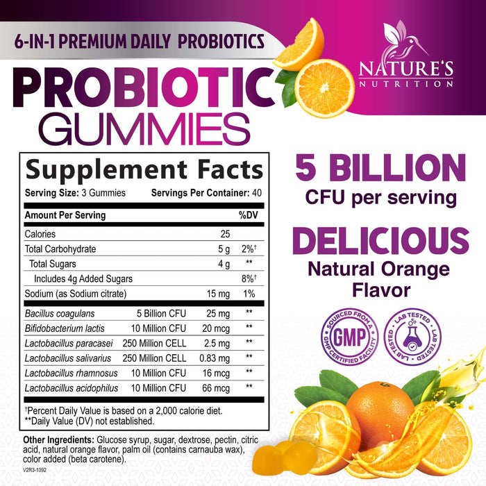 Probiotic Gummies for Women & Men's Digestive Health, 5 Billion CFU, Best Daily Probiotics Gummy for Vaginal, Immune Support & Gut Health, Supports Occasional Constipation Gas & Bloating, 120 Gummies