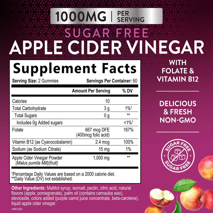 Sugar Free Apple Cider Vinegar Supplement Fact