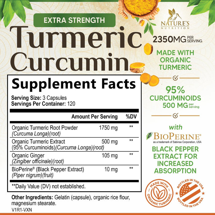 Turmeric Curcumin + Ginger & Black Pepper 1750 mg - 360 Count