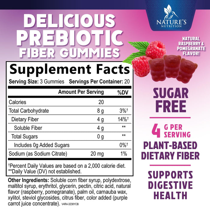 Fiber Gummies 4 g - Raspberry, 60 Gummies