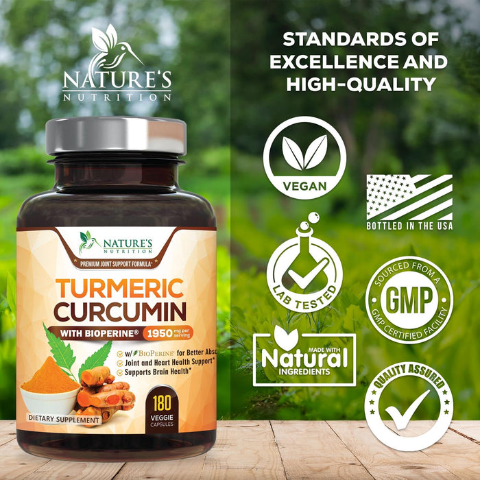 Turmeric Curcumin + Black Pepper 1950 mg - 180 Capsules