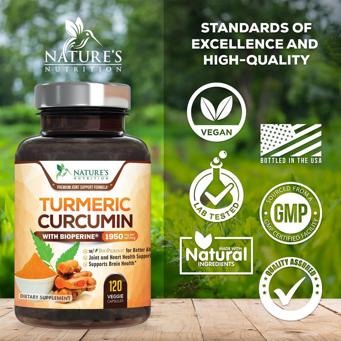Turmeric Curcumin + Black Pepper 1950 mg - 120 Capsules