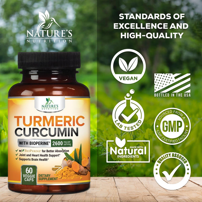 Turmeric Curcumin + Black Pepper 2600 mg - 60 Capsules