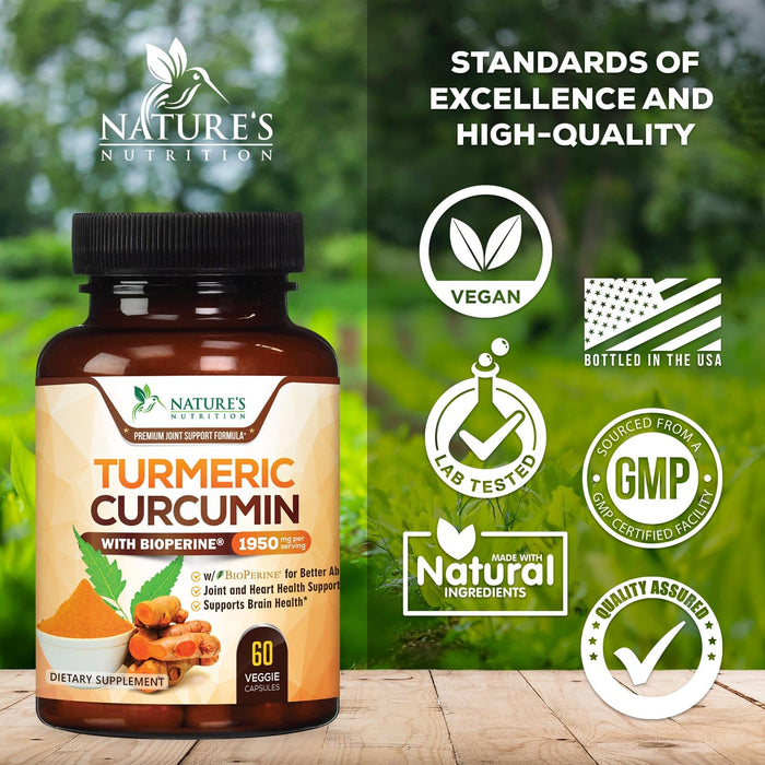 Turmeric Curcumin + Black Pepper 1950 mg - 60 Capsules
