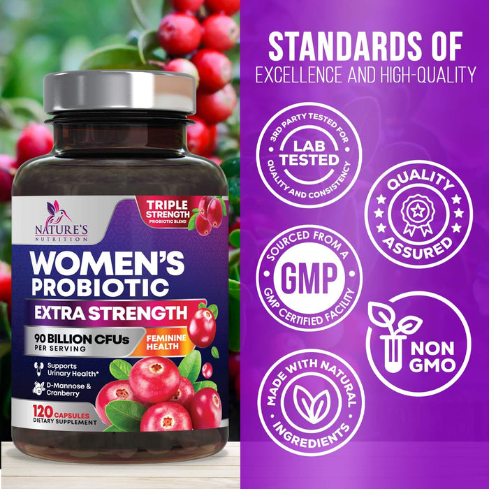 Women's Probiotic + Cranberry & Prebiotics 90 Billion CFU - 120 Capsules
