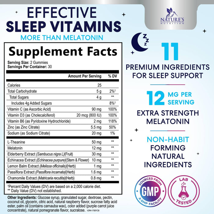 Melatonin Sleep Gummies 12 mg - 60 Gummies
