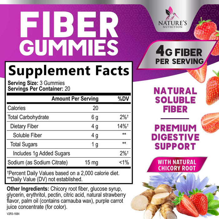 Fiber Gummies 4 g - Strawberry, 60 Gummies